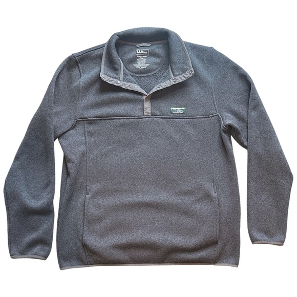 L.L. Bean Sweater Fleece Pullover Jacket Charcoal Gray Heather Men’s LT 502793 - Picture 1 of 3